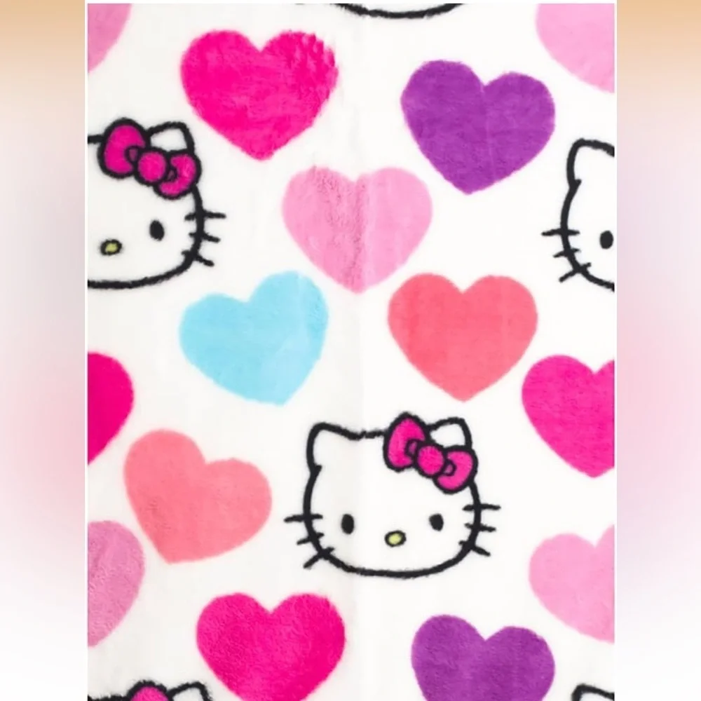 Hello Kitty Valentines Day Faux Rabbit Fur Throw
